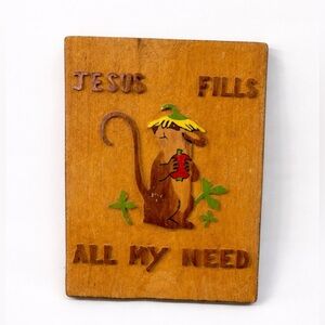 Vintage Hand Carved Wood Jesus fills all my 0446 need Home Decor